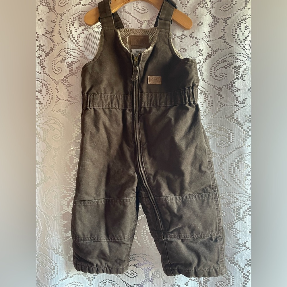 C.E. SCHMIDT WORKWEAR Insulated Brown Denim Faux Sherpa Lined Overalls 18 Months